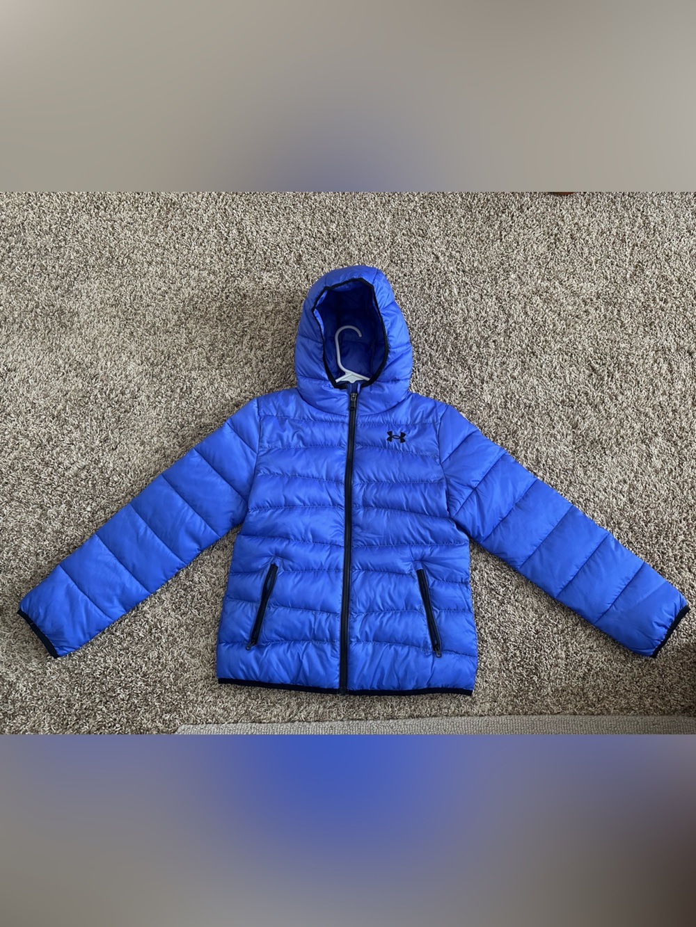 Under Armour Youth Hooded Puffer Jacket in Bright Blue